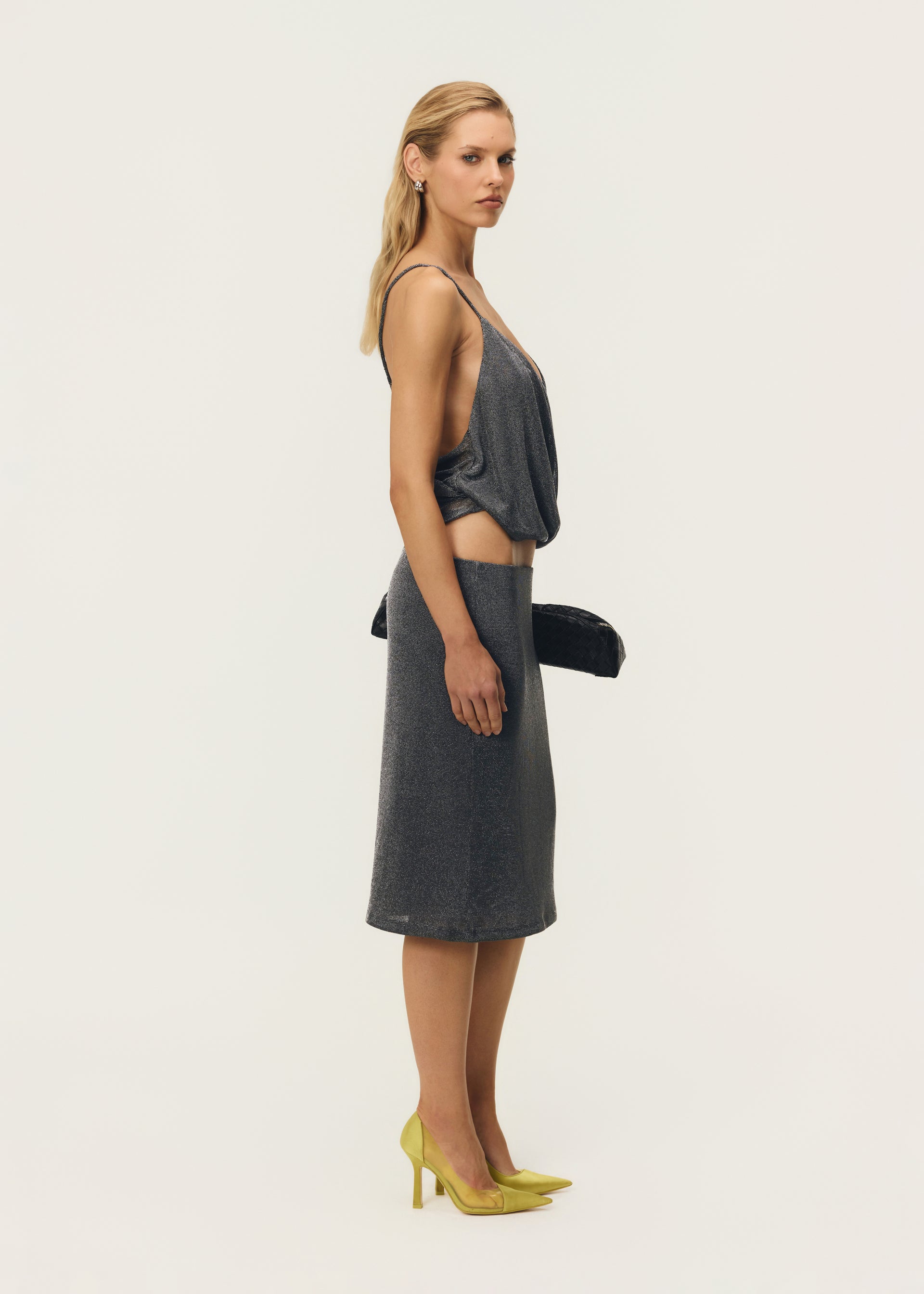 CLARA SKIRT CHROME METALLIC