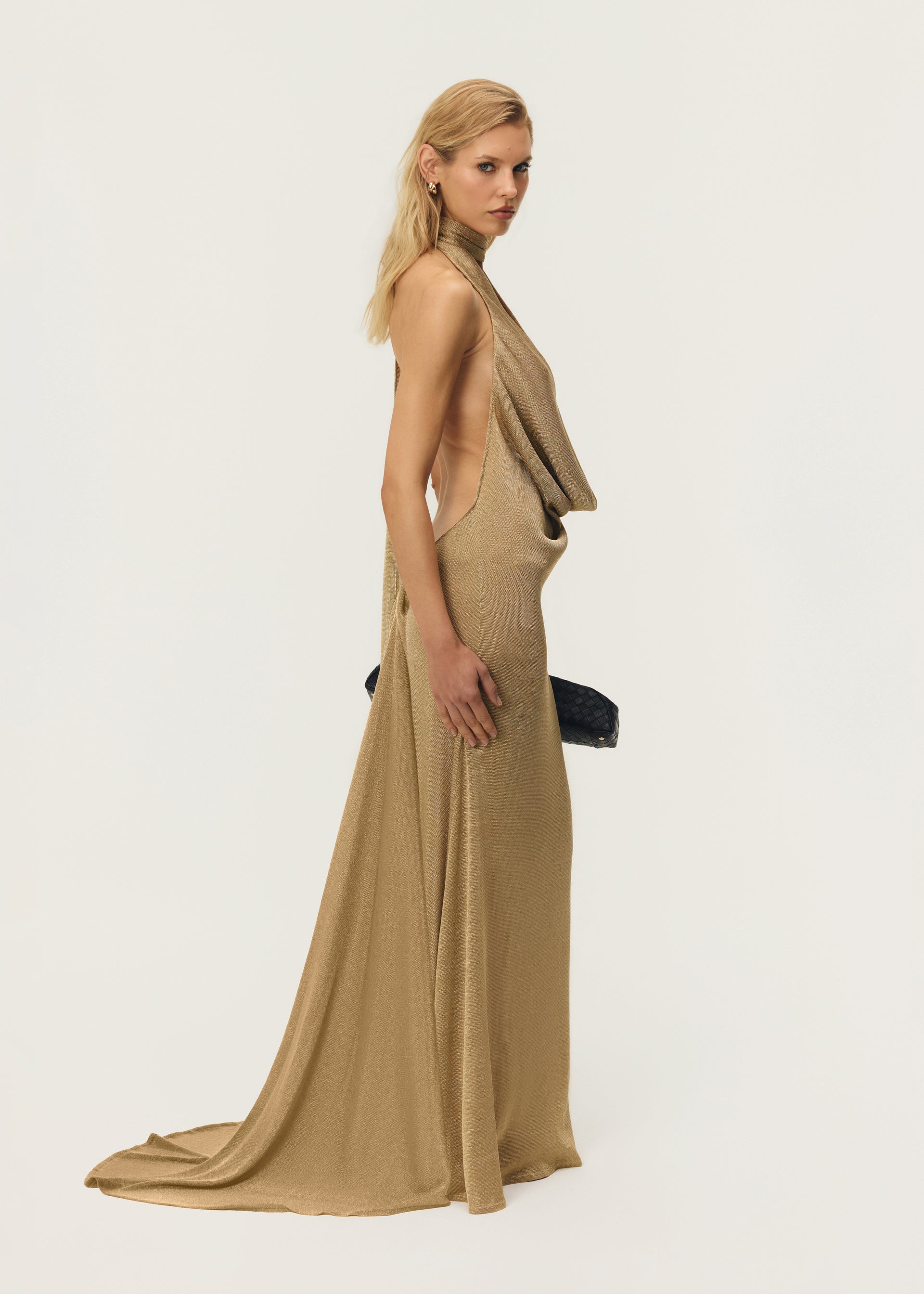 KAIA DRESS W/ TRAIN GOLD