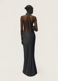 ROMY DRESS W/ TRAIN CHROME METALLIC