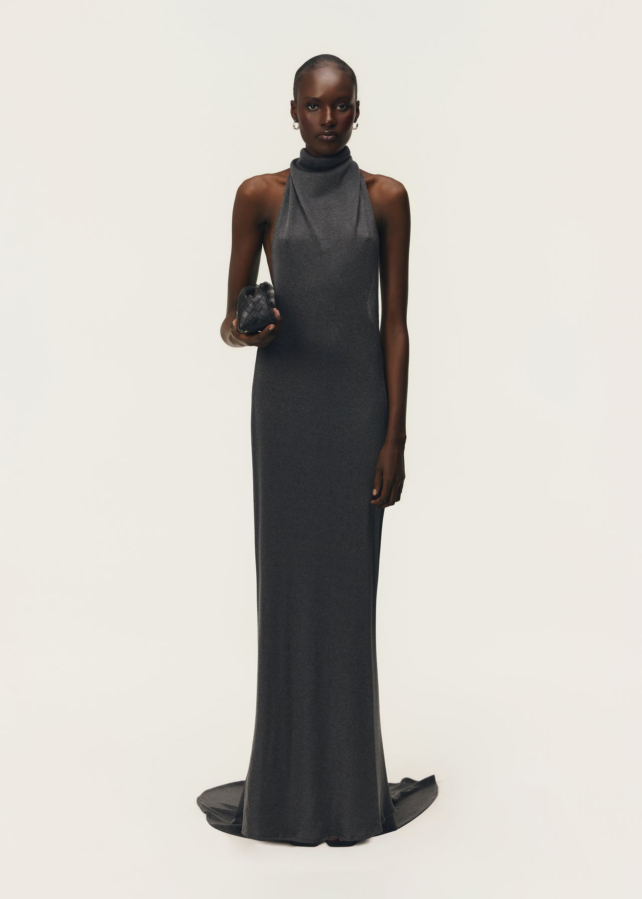 ROMY DRESS W/ TRAIN CHROME METALLIC
