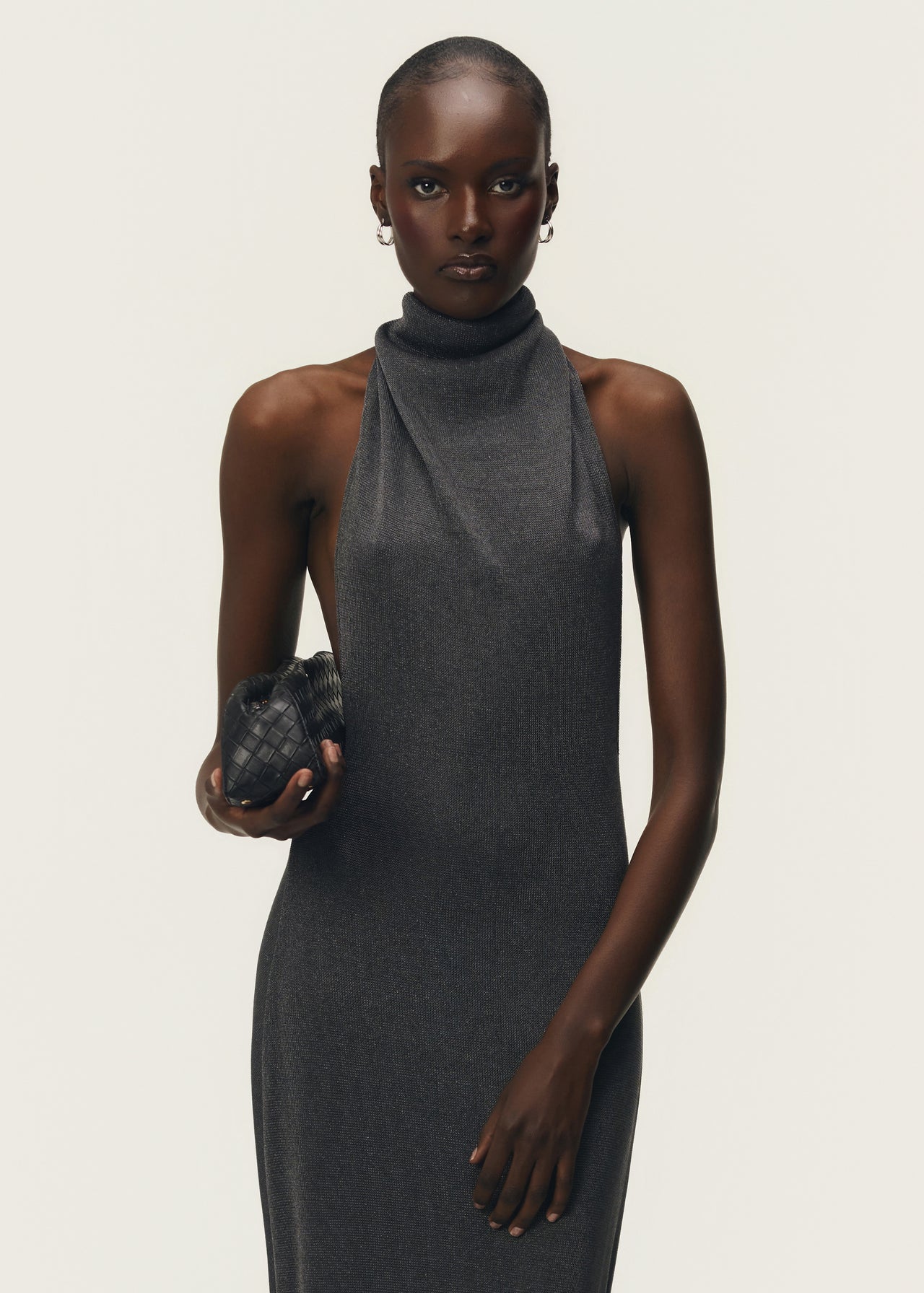 ROMY DRESS W/ TRAIN CHROME METALLIC