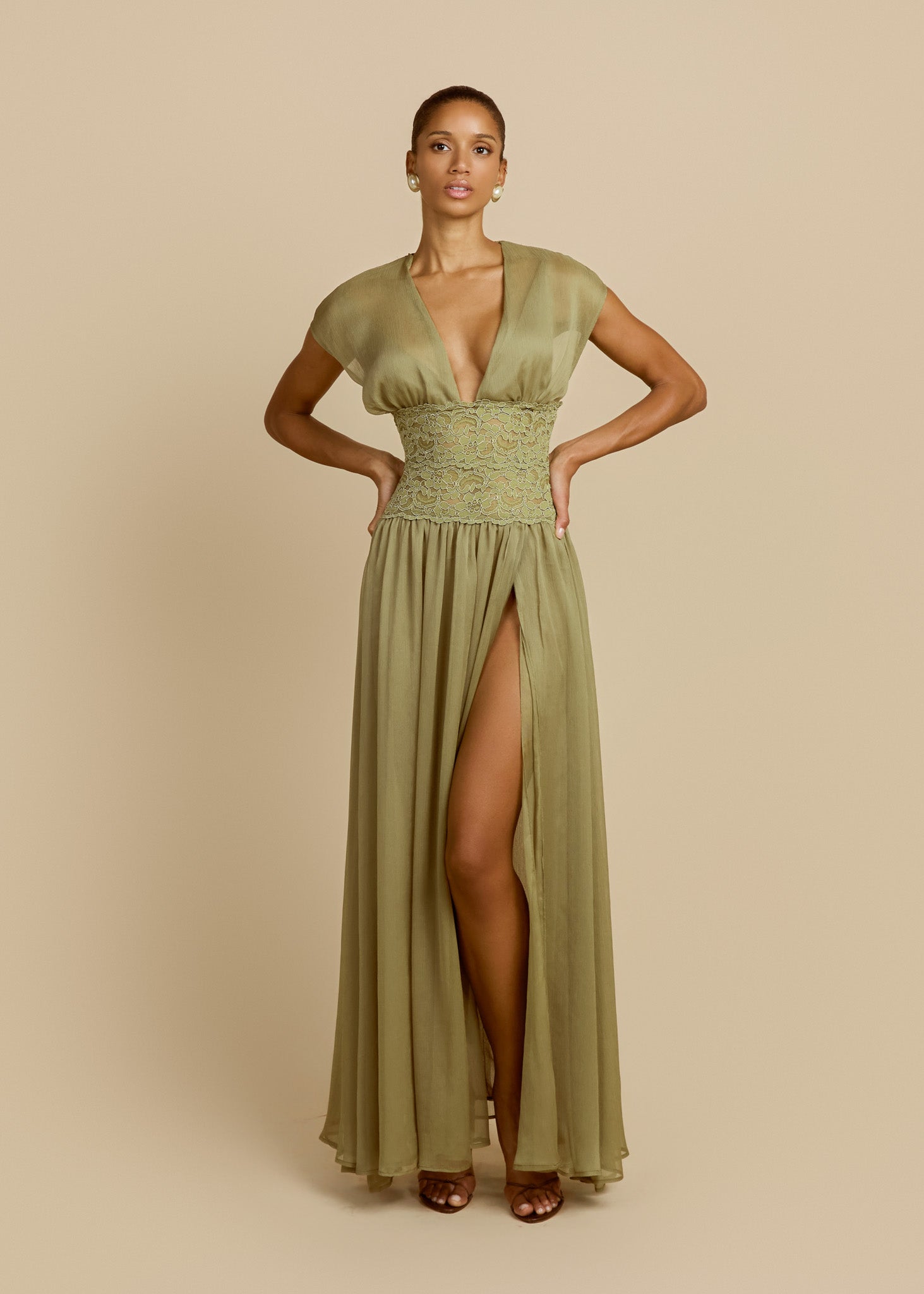 ARCINA ORI - Mary-Jane Dress Pistachio L | Elegant Designer Dress | Delicate Lace Bodice Waist ARCINA ORI - Mary-Jane Dress Pistachio L | Elegant Designer Dress | Delicate Lace Bodice Waist