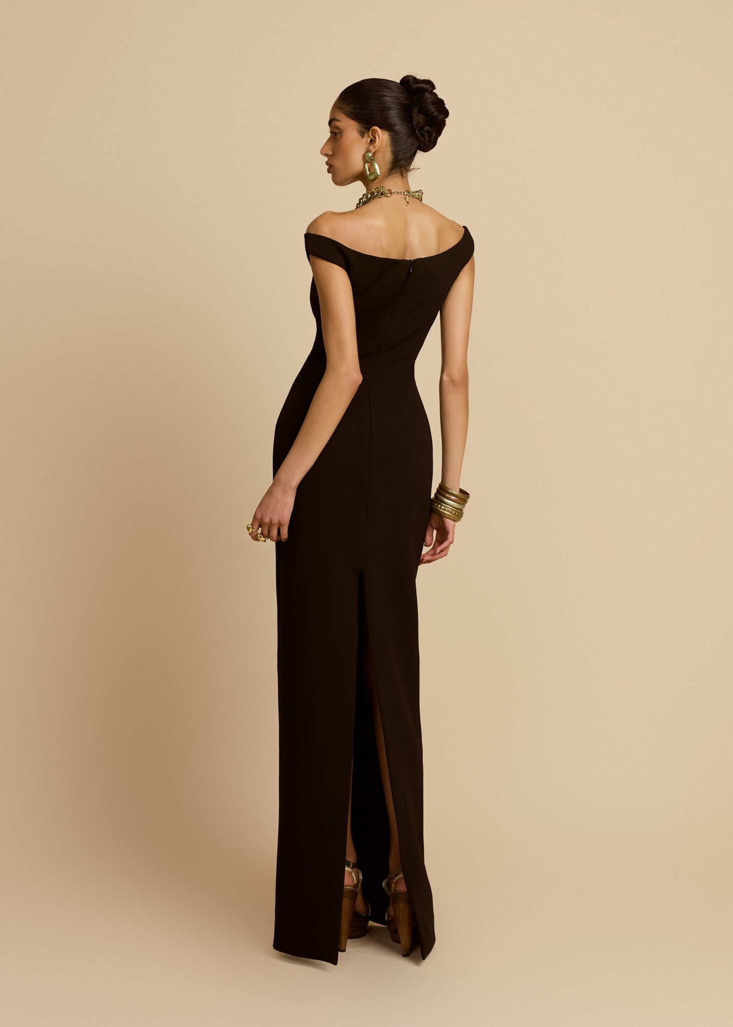 arcina ori ellery off-the-shoulder ponte maxi dress ELLERY DRESS BLACK ARCINA ORI
